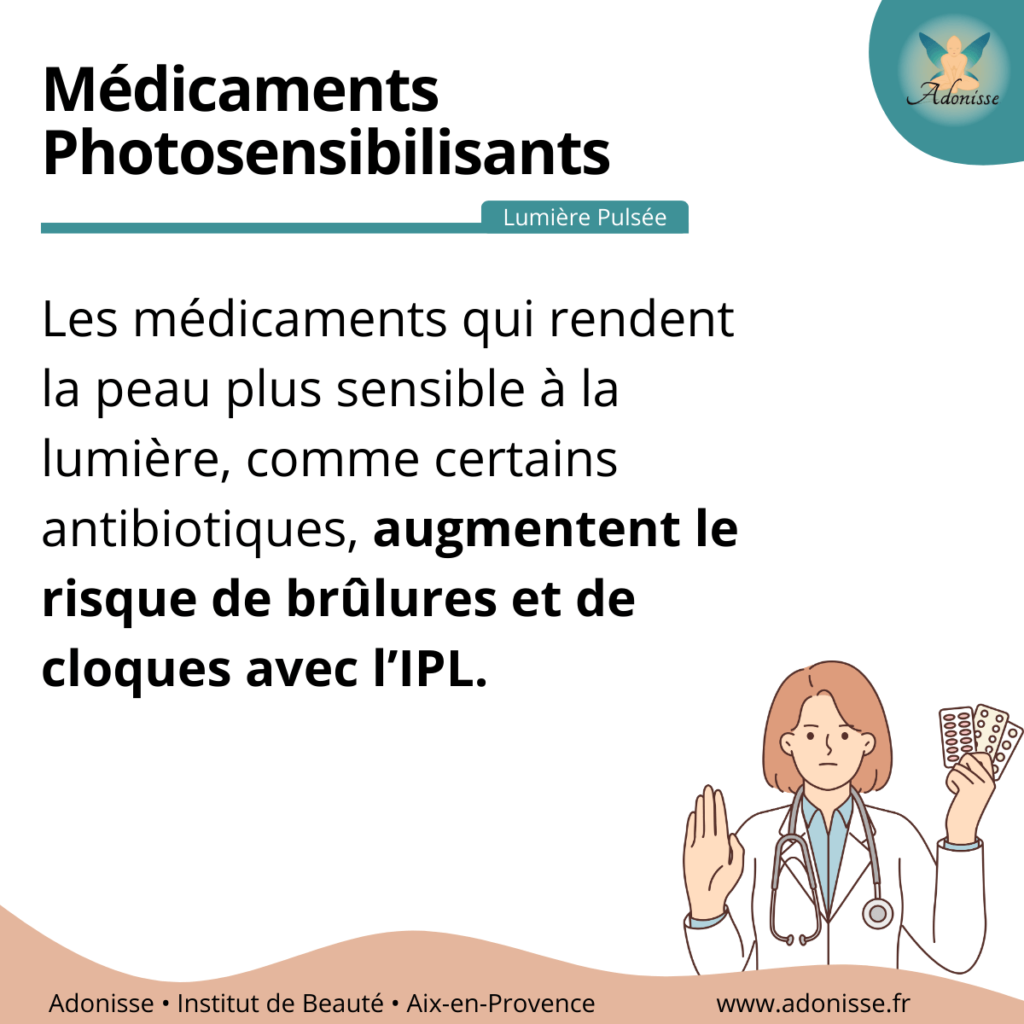 medicaments photosensibilisant lumiere pulsee